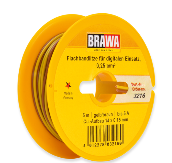 Brawa 2-adrige Flachbandlitze braun/gelb 3216